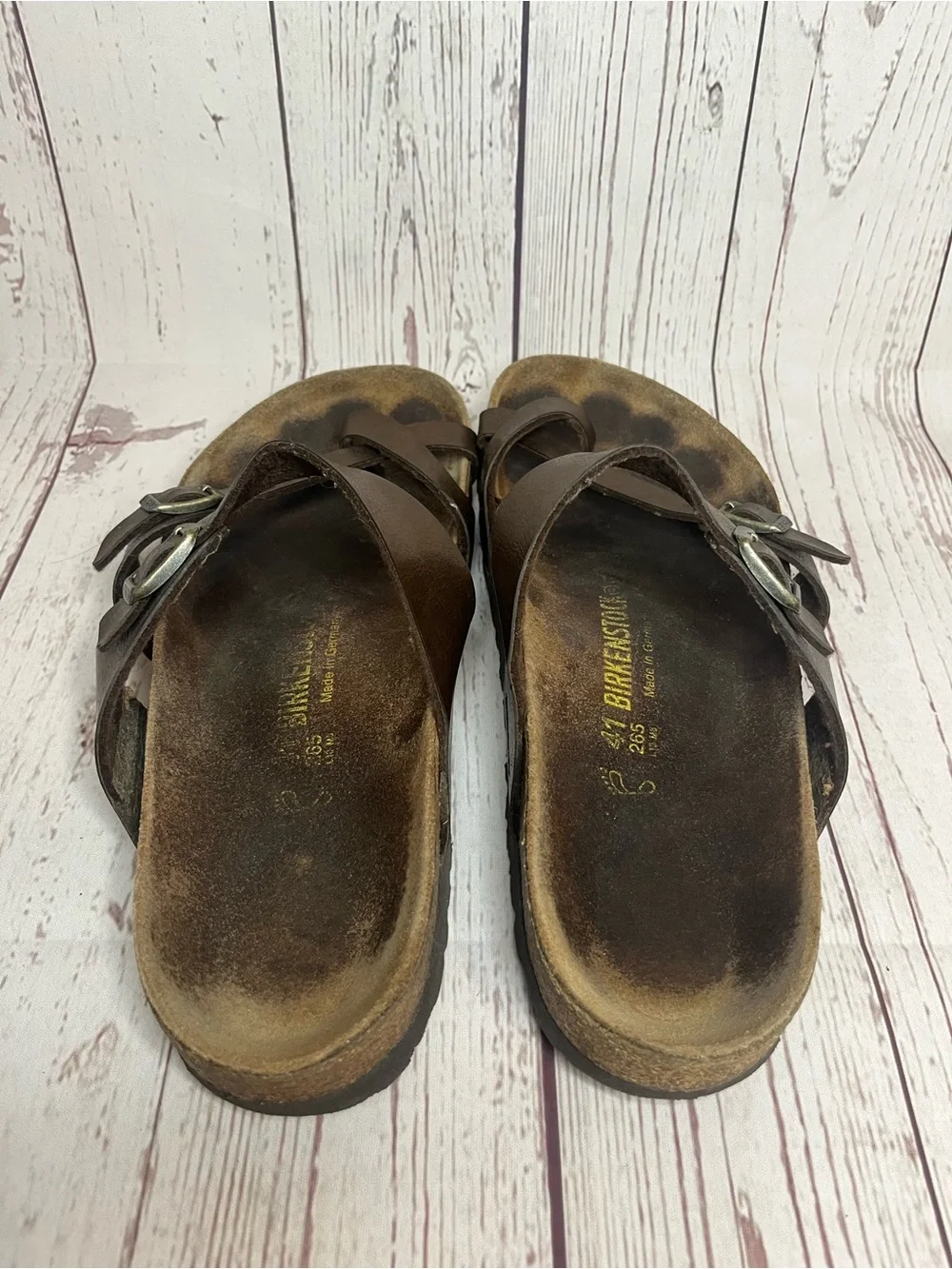 Birkenstock Mayari Sandals Men’s Size 8 Womens 10 Brown Oiled Leather Cork EU 4